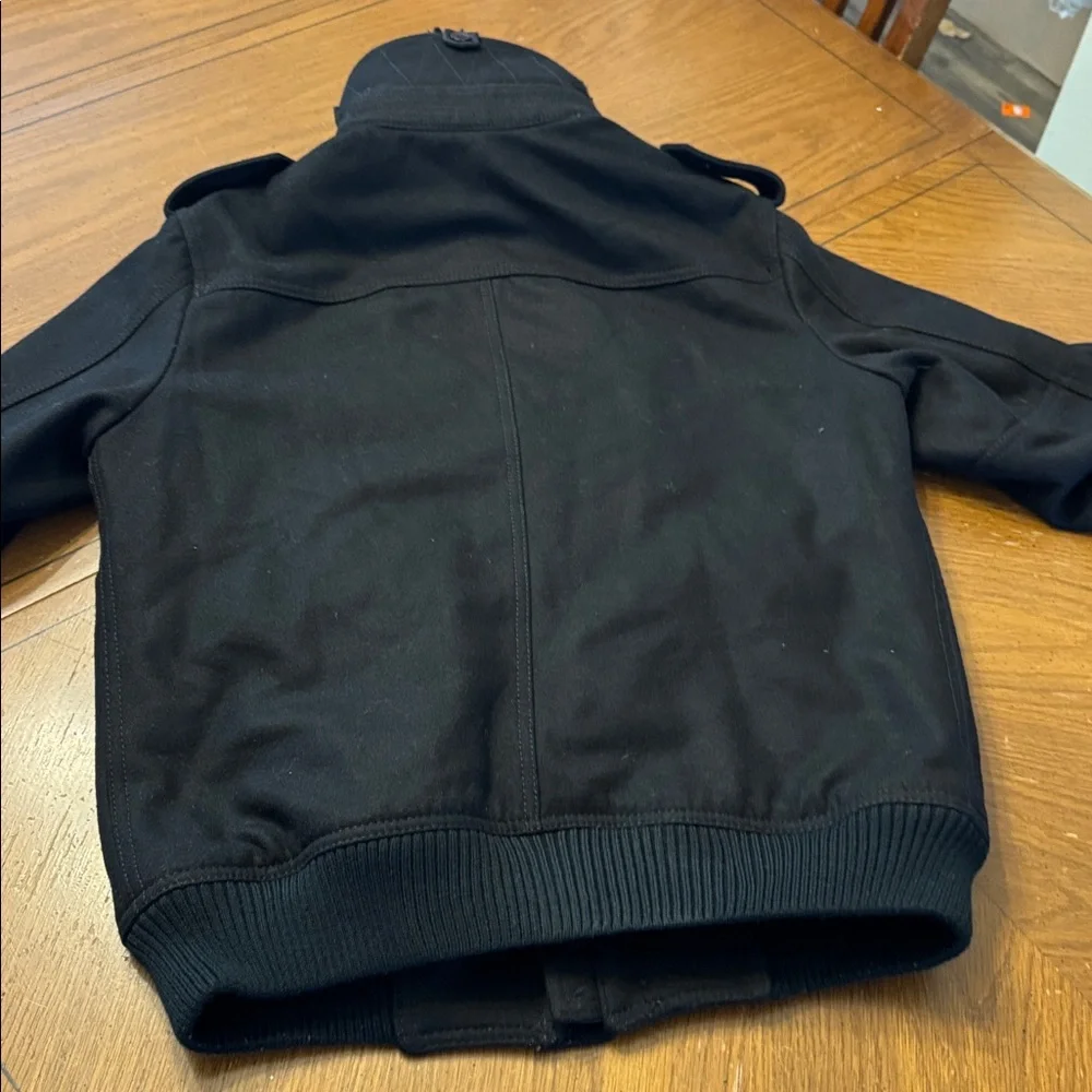 Express Men’s Wool Blend Winter Bomber Jacket Sz Small w/ Detachable Collar EUC